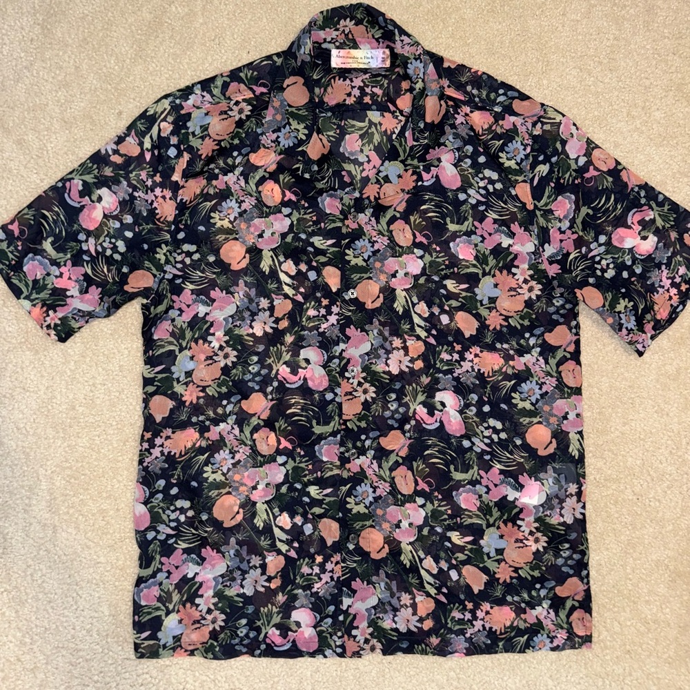 Abercrombie & Fitch x The Trevor Project floral print button up shirt